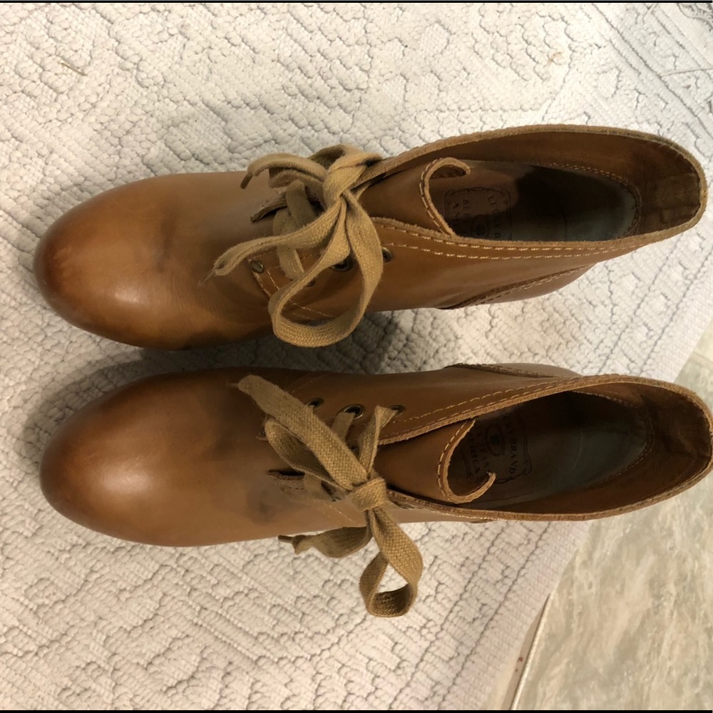 Lucky lace-up wedge booties